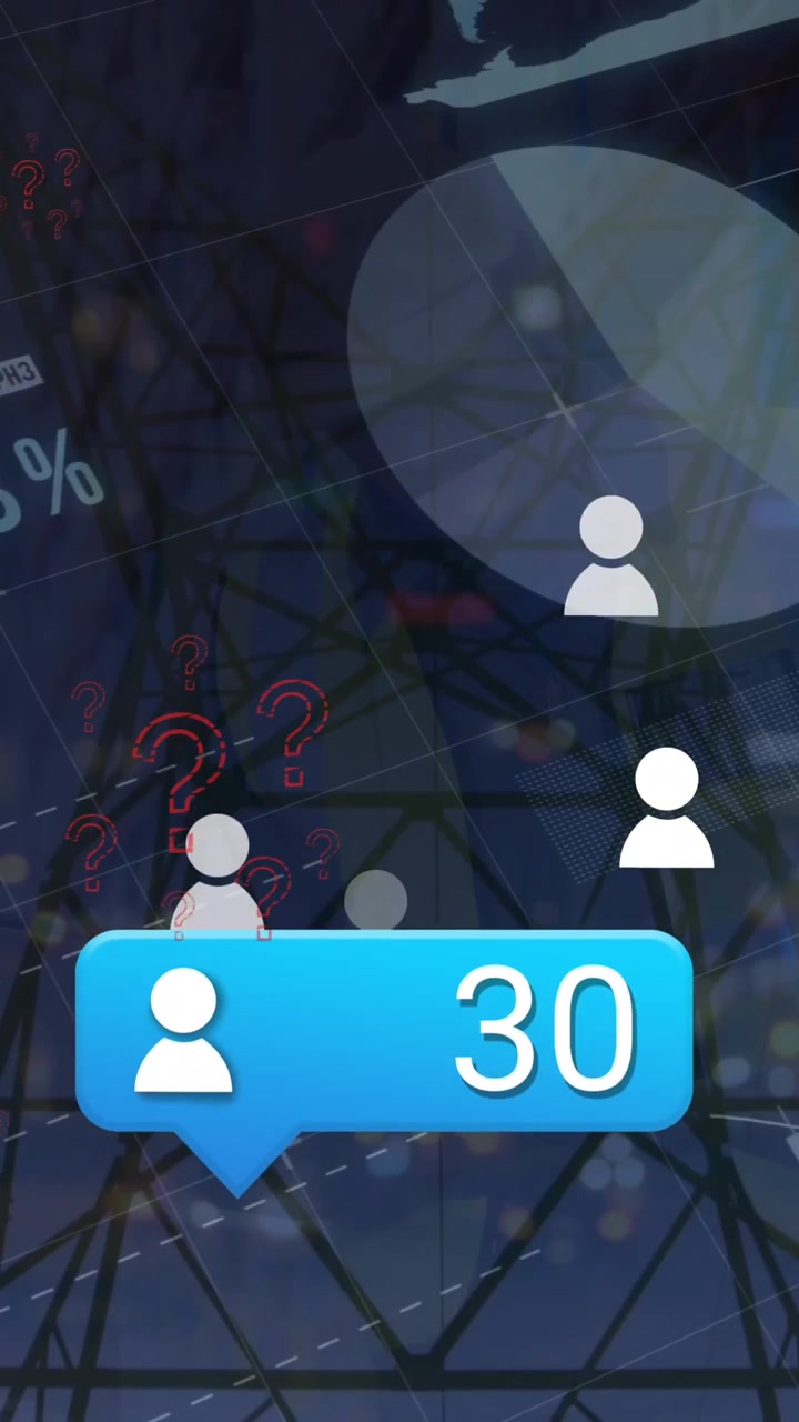 Animation af databehandling over medieikoner og en pylon