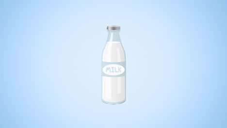 animación del icono de la botella de leche sobre un fondo azul