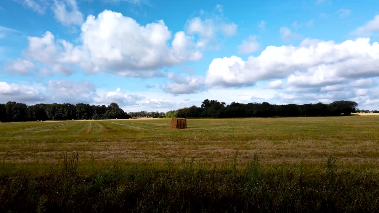 Timelapse on Field.Beautiful blue sky