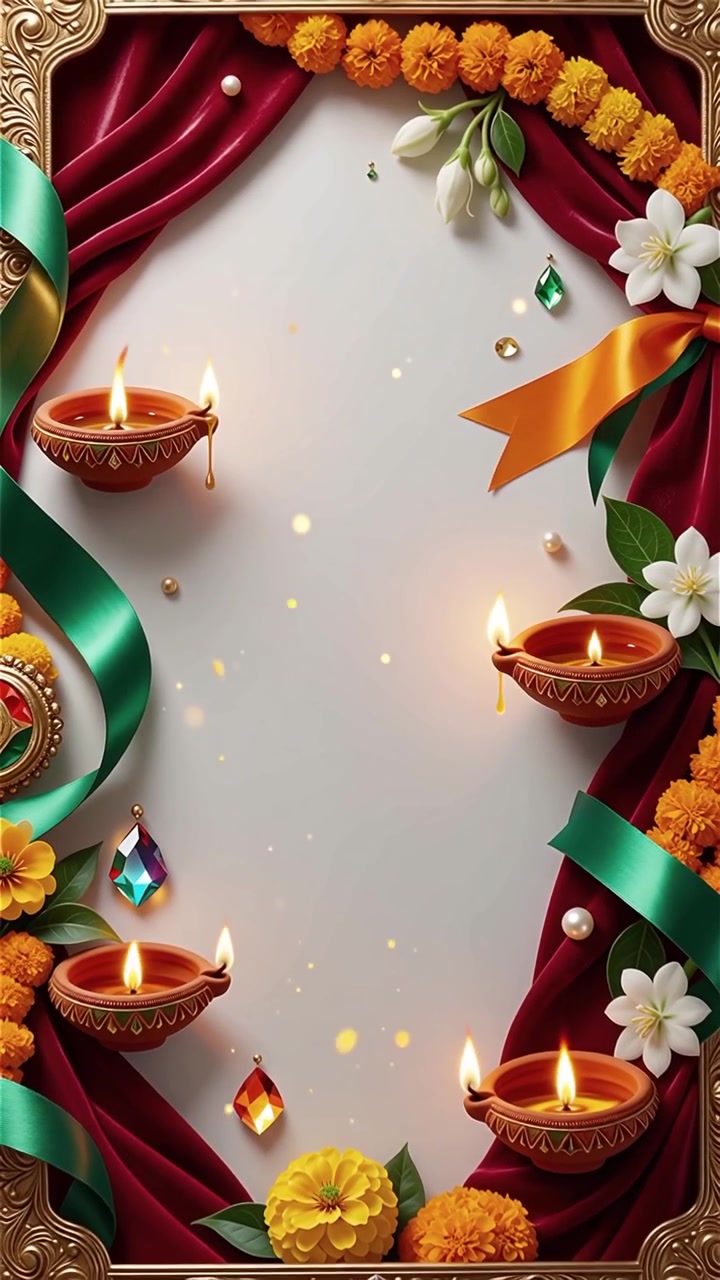 Sfondo del Festival Diwali con lanterne e decorazioni tradizionali Diyas.