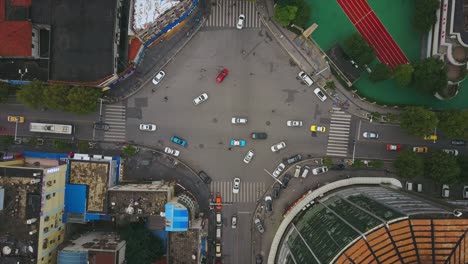 china day time wuhan city famous traffic crossroad aerial top view 4k