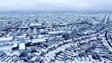 snow aerial, cold weather in london, united kingdom