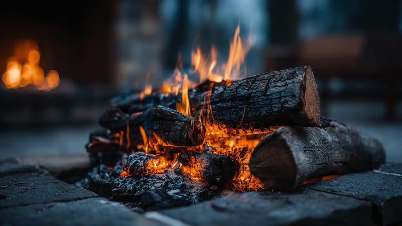 A Warm and Inviting Campfire Radiating Glow Amidst a Cozy Outdoor Setting, Perfect for Gathering and Relaxation with Friends and Family during Chilly Evenings