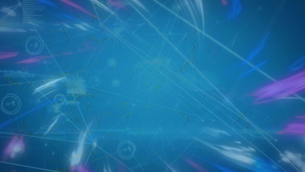 Animación de red de conexiones sobre paisaje urbano