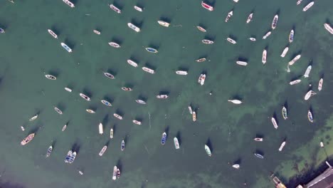 Bird's-eye-view:-Bay-full-of-small-open-fishing-boats-moored-in-Chile