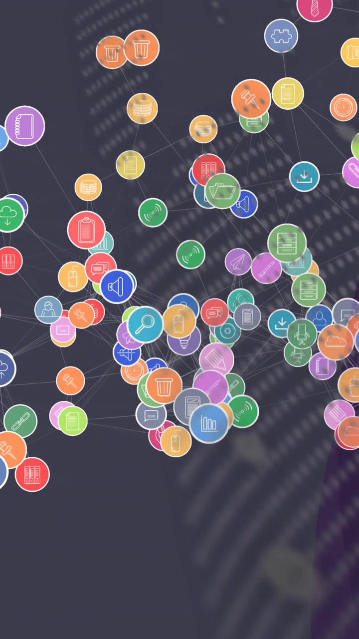 Animazione di una rete di connessioni su un globo e forme