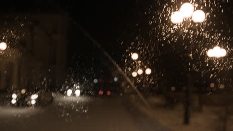 snowy night drive