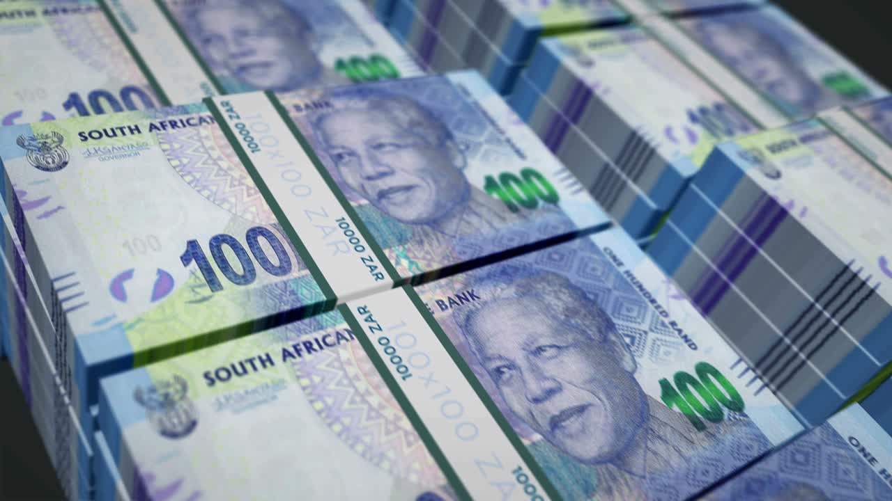 남아프리카 랜드 (rand) 지폐는 이 지 않는 고리로 여 있습니다.