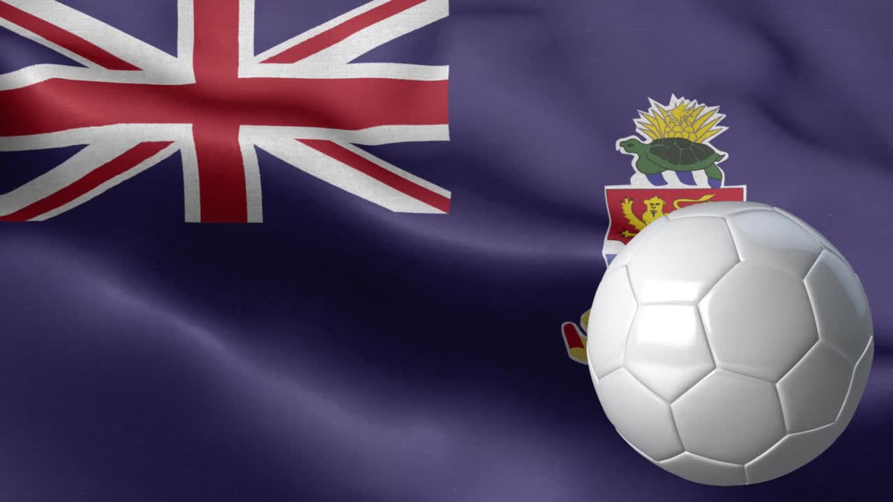 케이먼 섬의 발과 축구 공 - 케이먼 제도의 발 고 세부 사항 - 국가 발 케이맨 제도의 파동 패턴 루프 가능한 요소 - 직물 질감과 끝없는 루프 - 축구 공과 발