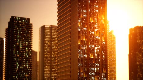 sunset-aerial-shot-of-skyscrapers-of-business-centre