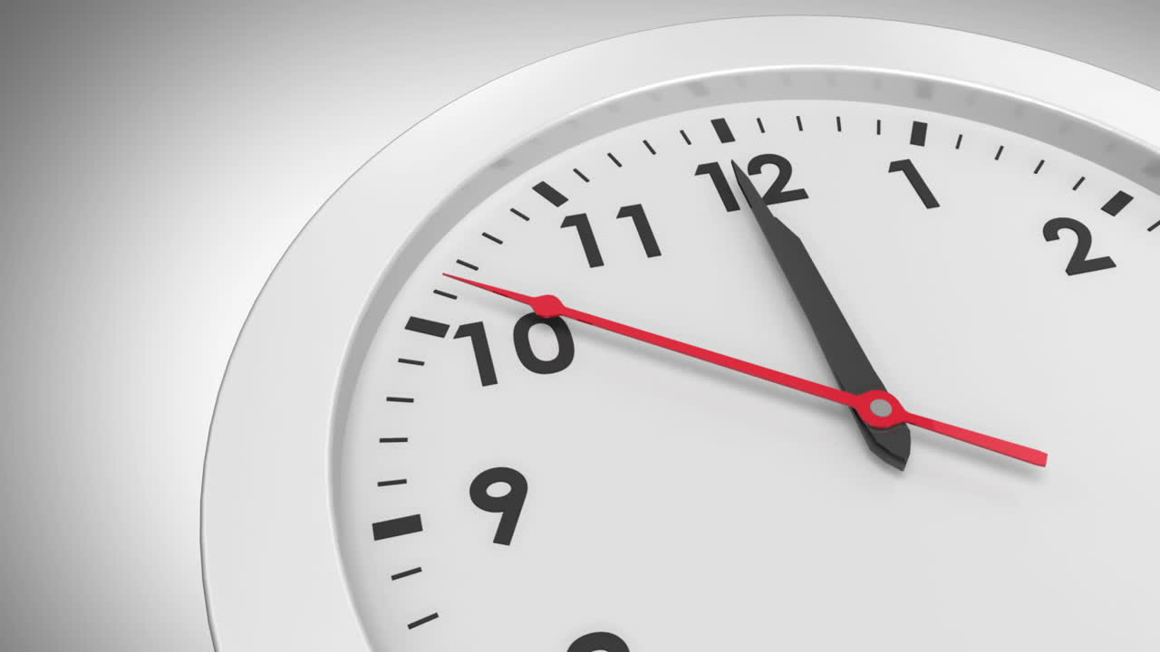 Clock ticking on white background