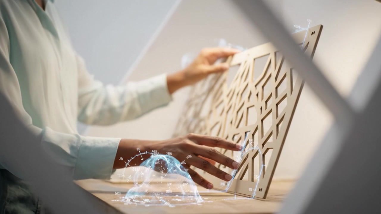 A Young Professional Engaged in Creative Design Work with Innovative Material at a Modern Workspace, Showcasing Artistic Skills and Precision Craftsmanship.