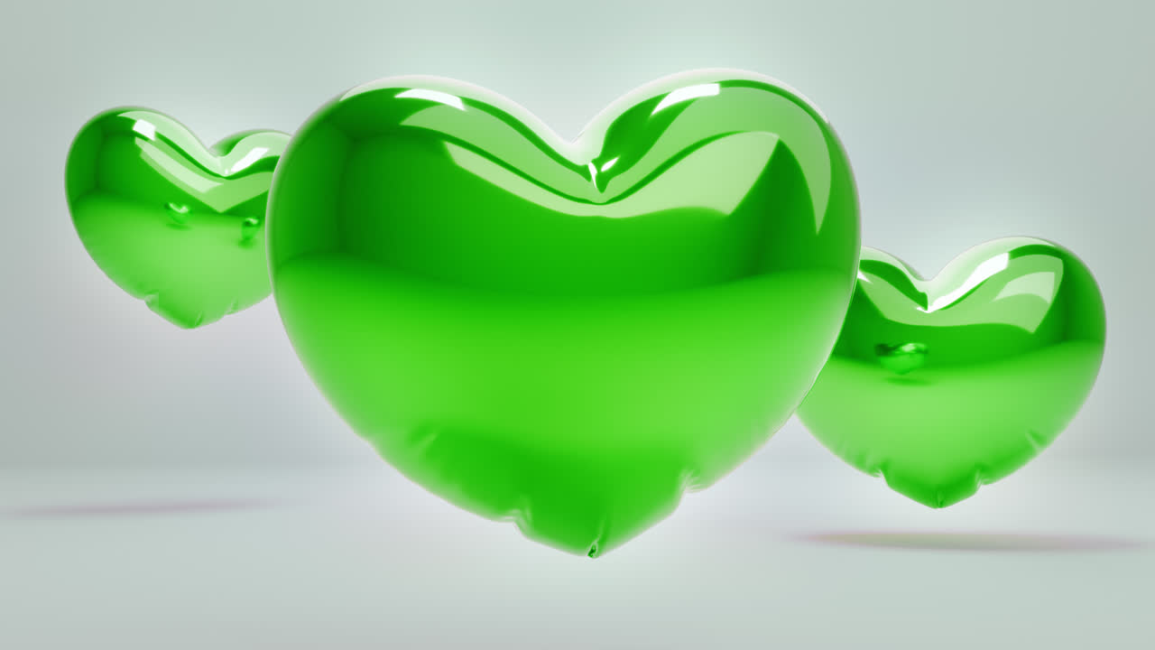 Green Balloon Hearts