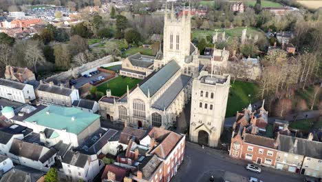 decessending drone,aerial bury st edmunds suffolk uk