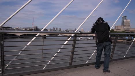 photographer taking picture of waterloo bridge in london
