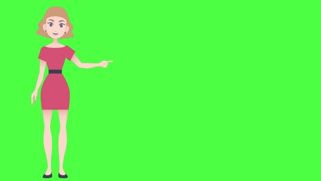 animation of illustration of caucasian woman talking and gesturing with copy space on green screen