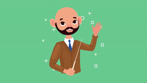 male teacher with pointer character animation