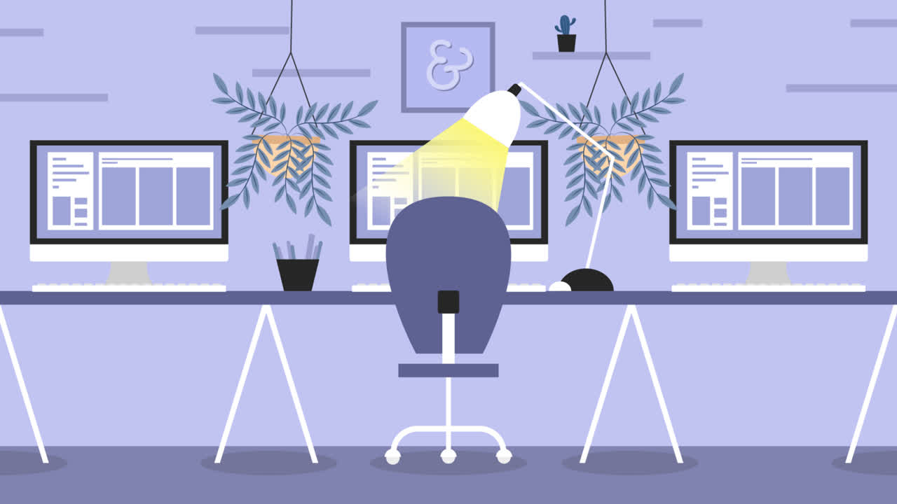 иллюстрация рабочего пространства современной дизайнерской студии