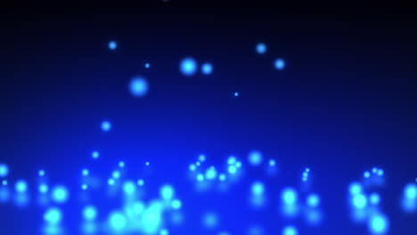 blue glowing balls bounce on a reflective surface in a digital animation.