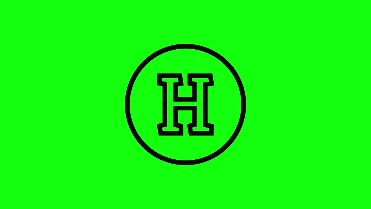 letra negra h dentro del círculo icono del hotel pantalla verde plana 10 animaciones tecla de croma