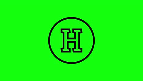 black letter h inside circle hotel icon flat green screen 10 animations chroma key