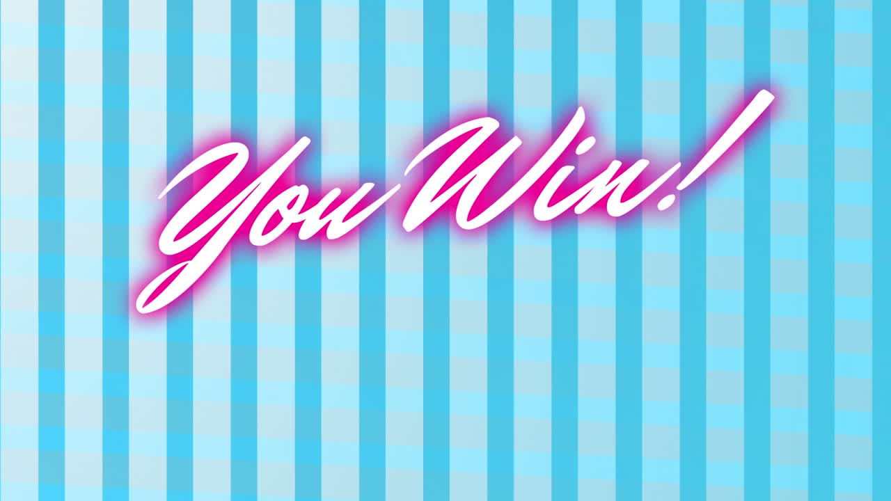 파란색 배경에 줄무를 은 텍스트를 찍은 애니메이션