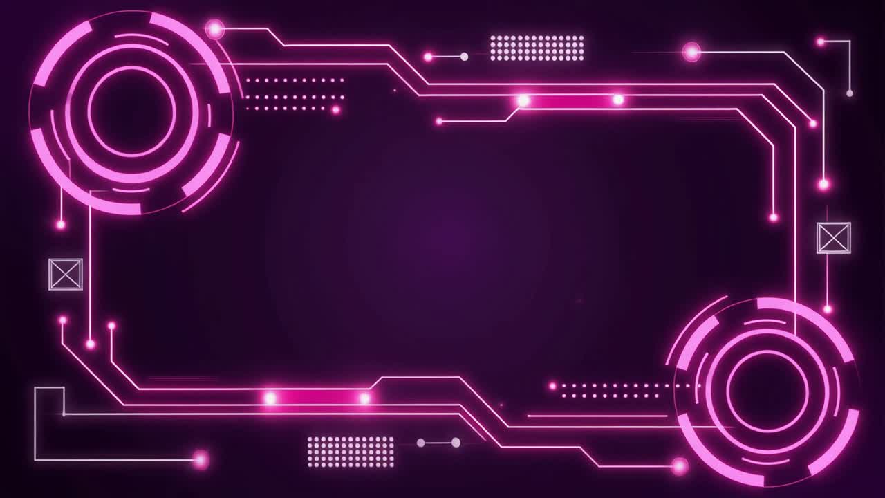 Animated Futuristic Digital Interface with Pink Glowing Lines