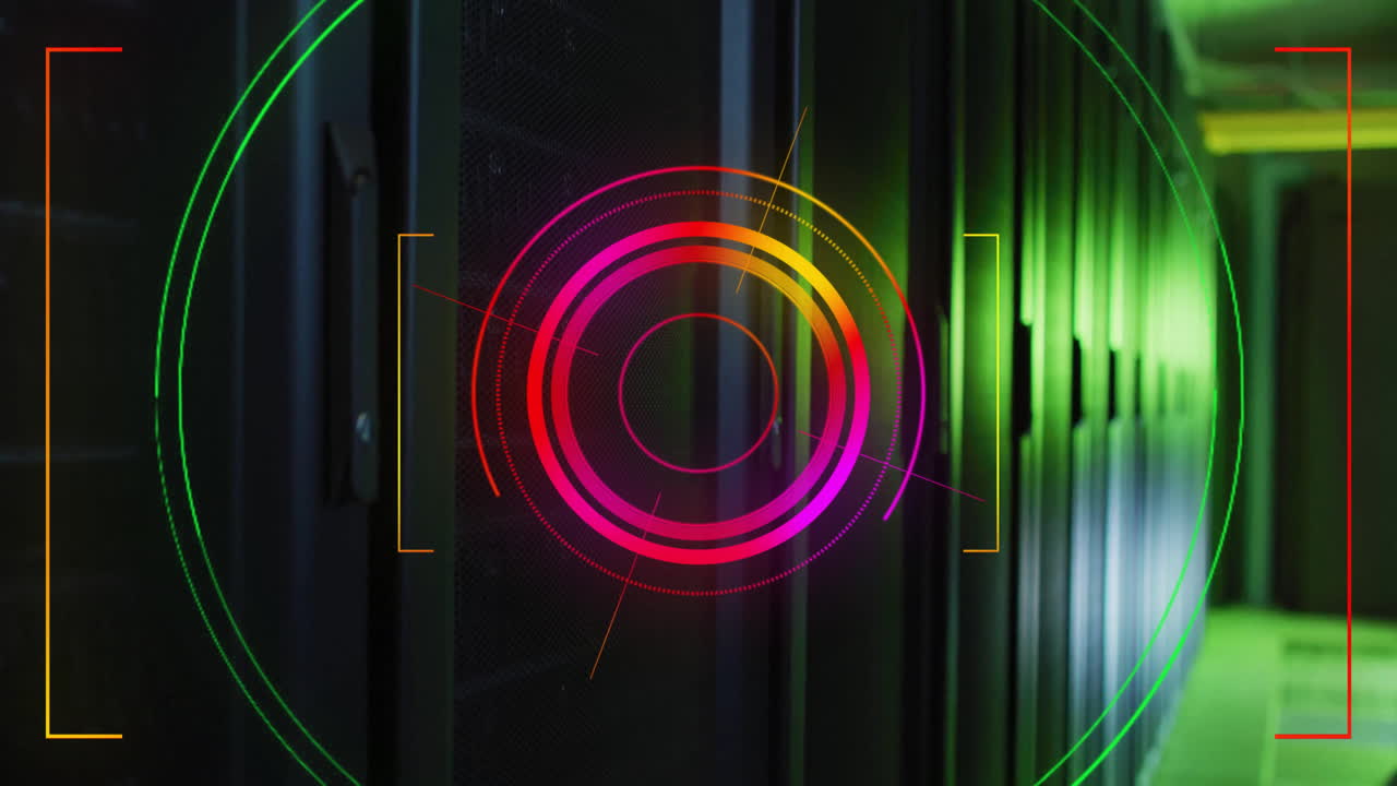 animación del procesamiento de datos digitales a través de servidores informáticos