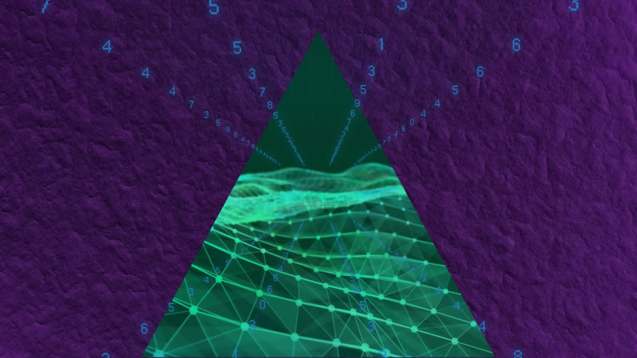 Animation of binary coding and data processing over triangle