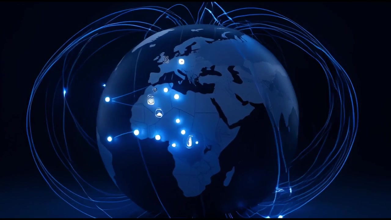 Digital Network Connecting Global Social Media and Communication Icons on Earth