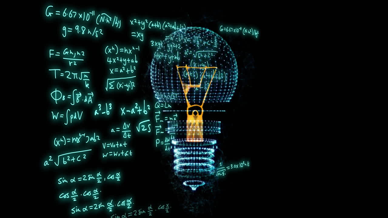 Animation of light bulb and mathematical data processing
