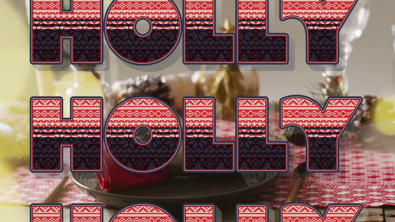 크리스마스 축하 문자의 애니메이션 크리스마스 장식 위에 텍스트