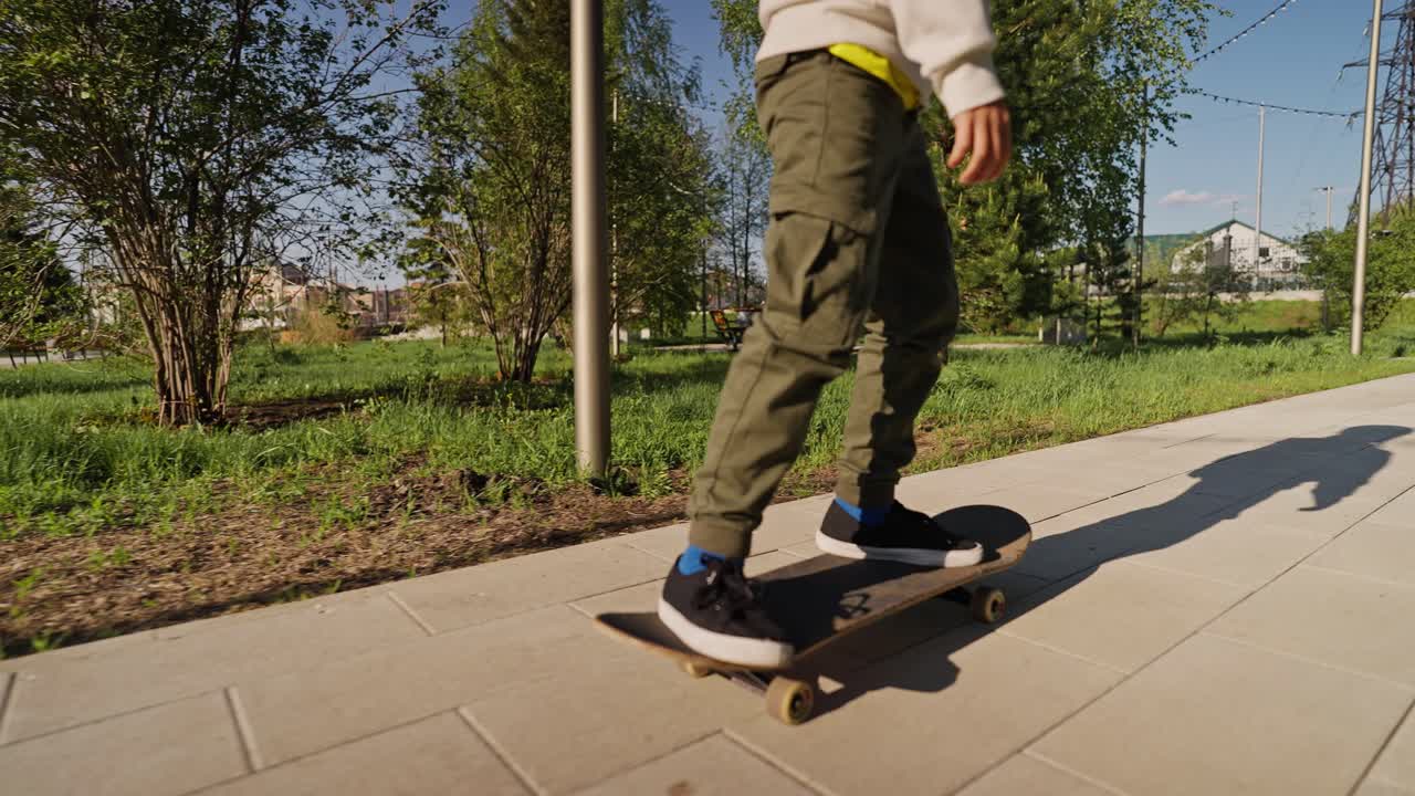 Boy Skateboarding in a Park