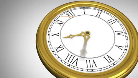 animation of new year text over fast periodic motion of clock against white background