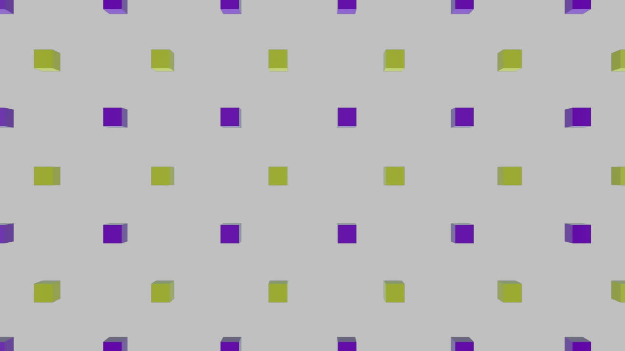 Animation of rows of 3d cubes shapes pattern moving over grey background