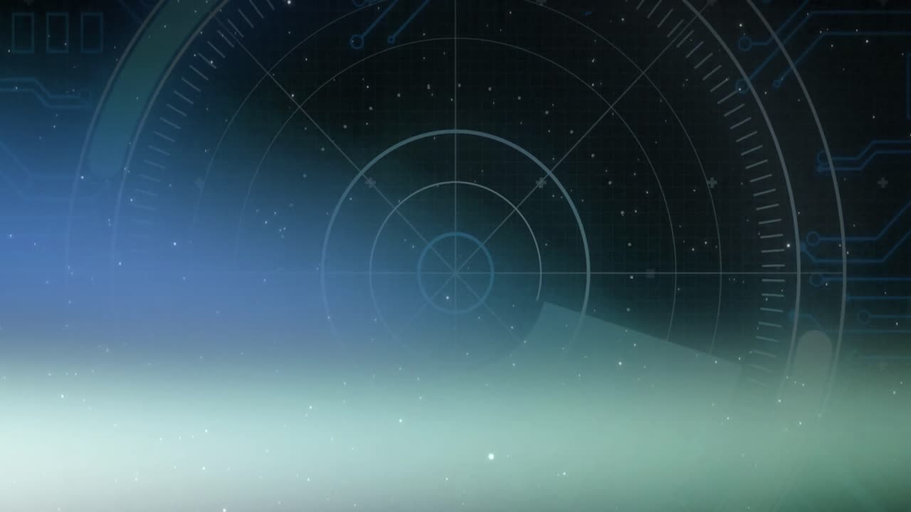 추상적인 배경에 대한 레이더 위의 렌즈 플레어의 애니메이션