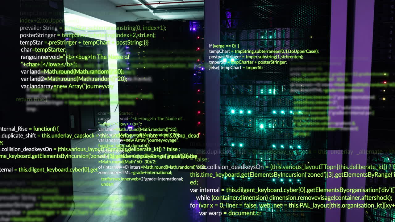 animação do processamento de dados através de servidores informáticos