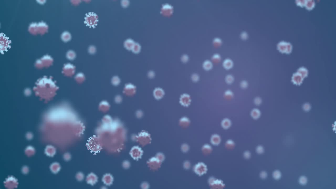 animación de las células del virus sobre un fondo azul