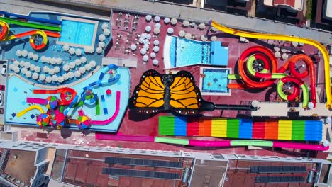 aerial view of the entire aquapark. drone shot