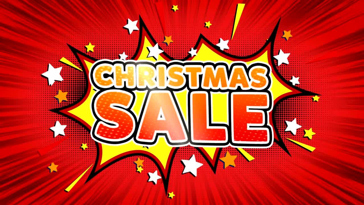 크리스마스 판매 단어 레트로 만화 버블 원활한 루프