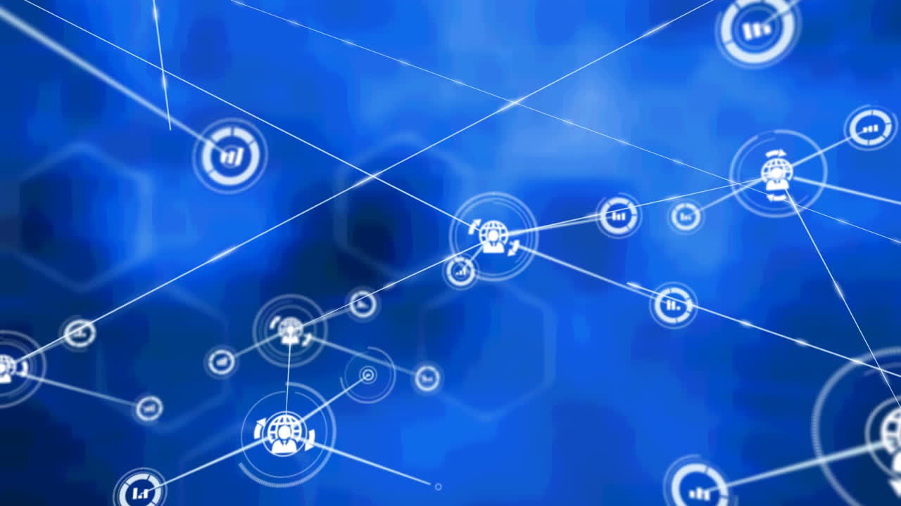 animación de la red de conexiones sobre fondo azul