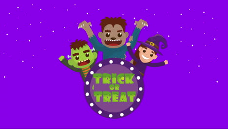 escena oscura de halloween con monstruos en grupo