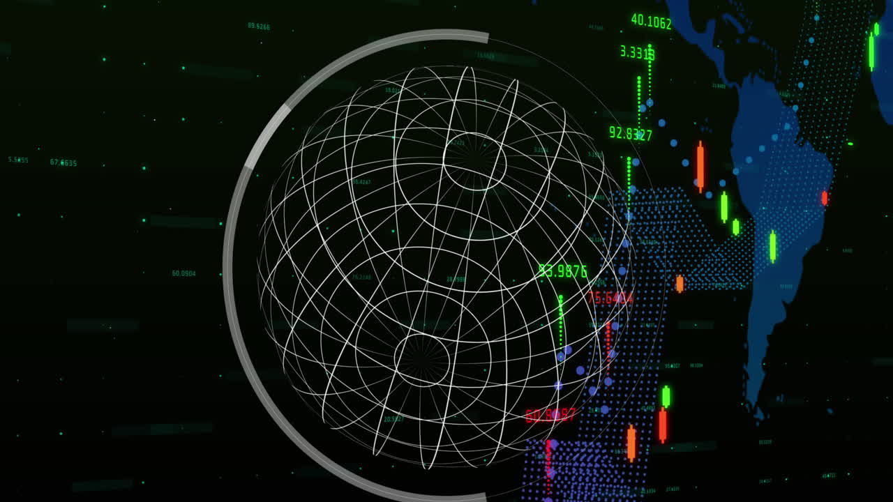 animación del mundo sobre el procesamiento de datos financieros