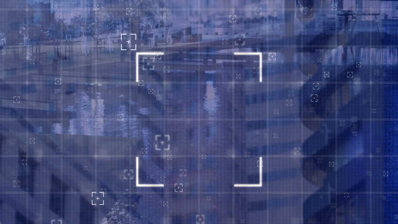animación del procesamiento de datos sobre el paisaje urbano