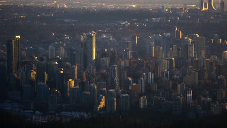 downtown vancouver central business district and the city centre neighbourhood of vancouver, canada. aerial drone shot