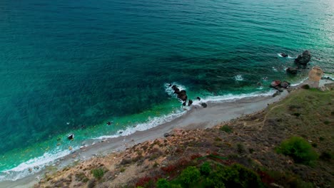 Rocky-shoreline-at-Nerja,-south-of-Spain