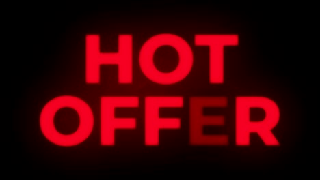 oferta caliente de texto parpadeante en el bucle promocional de la pantalla.