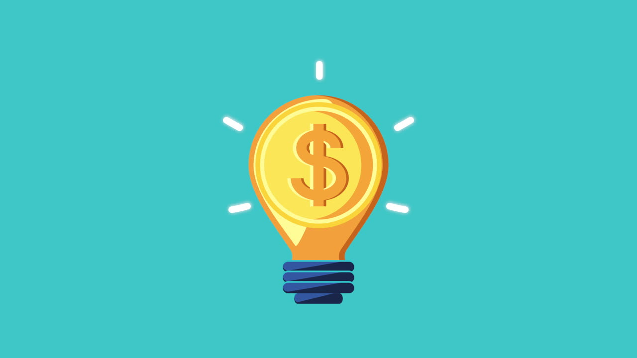 animación de finanzas personales con el símbolo del dólar en el bulbo