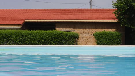 blue, clear water in the outdoor pool