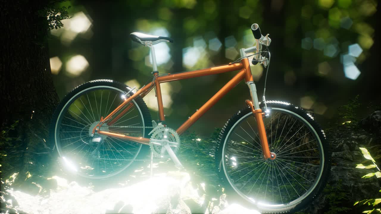 Mountain bike on the forest path